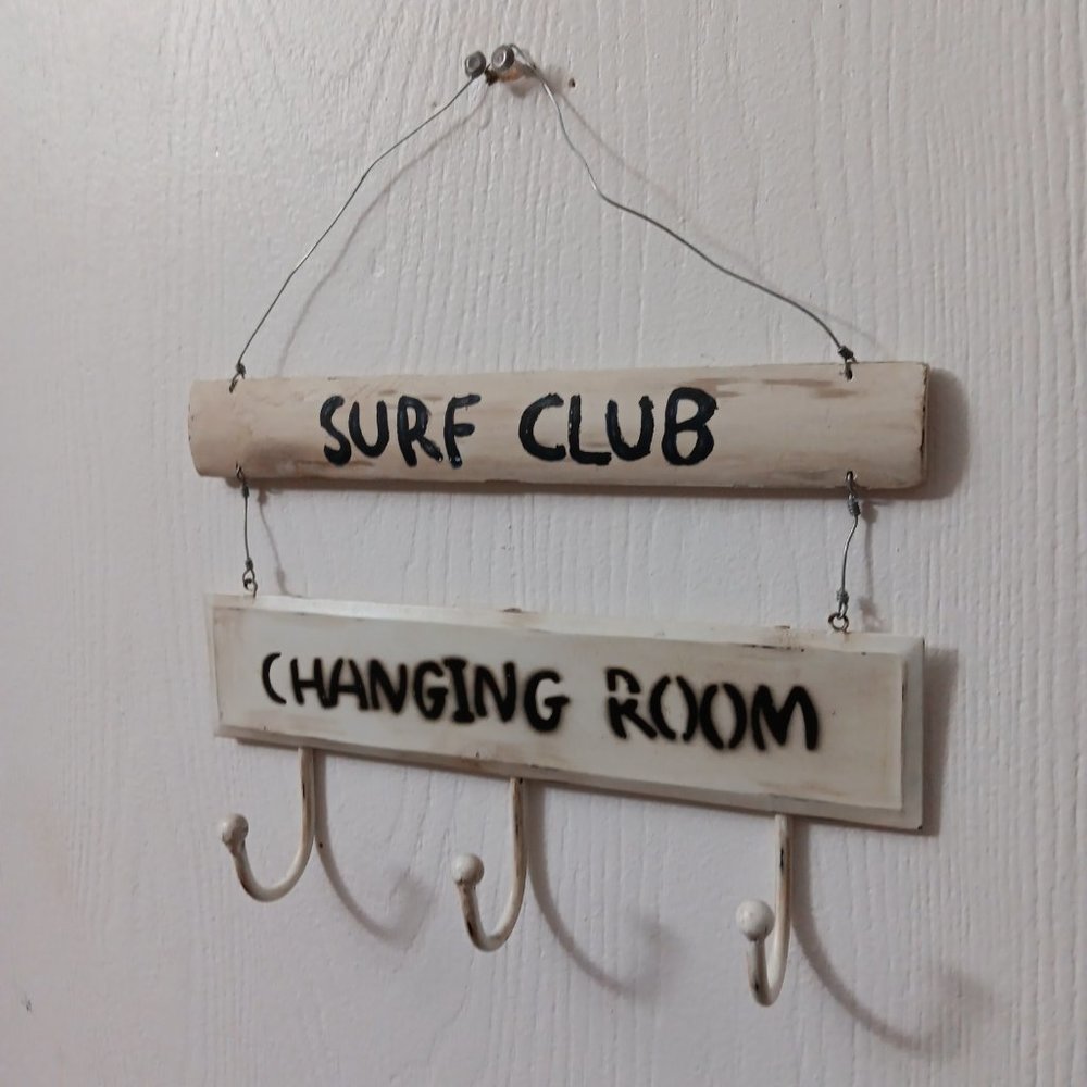 Surf Club Hanging Hooks Clothing Towel Jacket Swimsuit Whitewash Mudroom